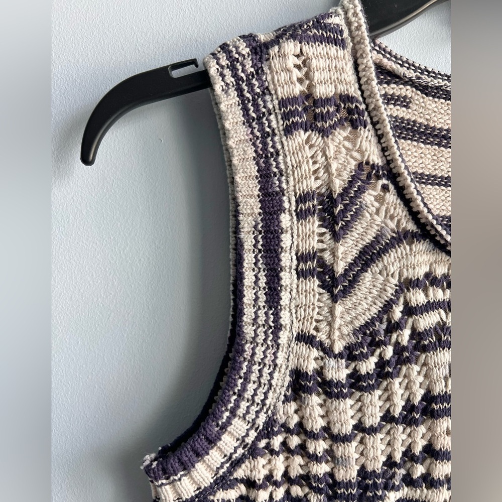 NIC+ZOE Women’s Wave Mix Knit Tank Sweater Blue & Cream, Size L, NWT - Picture 2 of 7